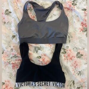 Bundle Of 2 Bras Forever 21 Iridescent Sports Bra Victorias Secret Logo Bralette
